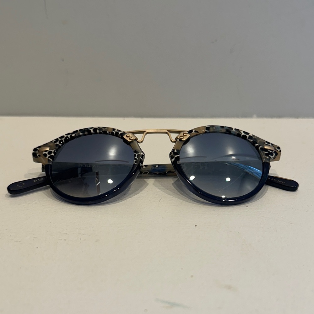 KREWE Leopard Print Glasses with Blue Lenses